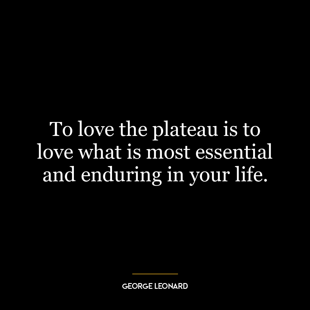 To love the plateau is to love what is most essential and enduring in your life.